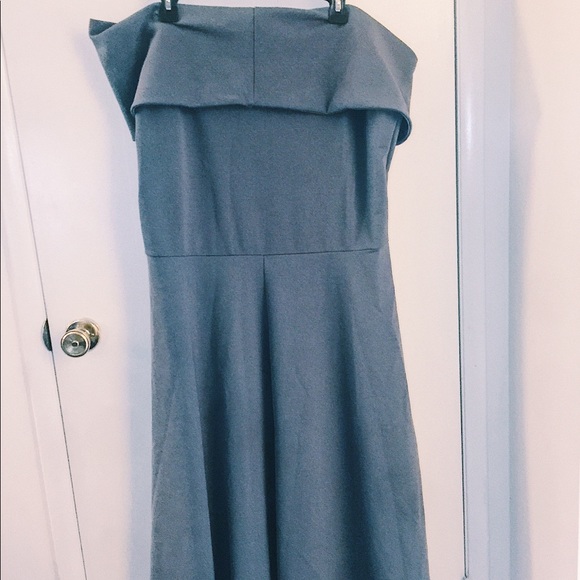 NWT Off Shoulder Double Layer Hi Low Midi Dress - Picture 2 of 5